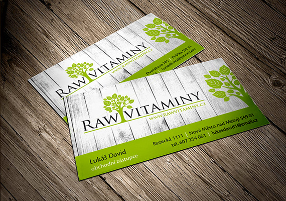 Grafika a tisk vizitek pro společnost Raw Vitaminy.