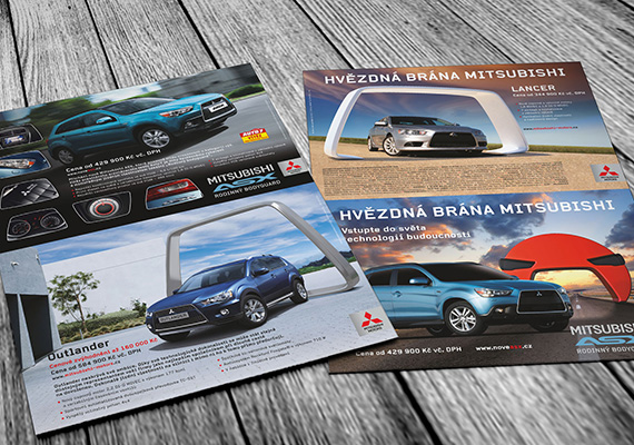 Grafika produktových listů pro Mitsubishi při uvedení nových modelů na český trh.